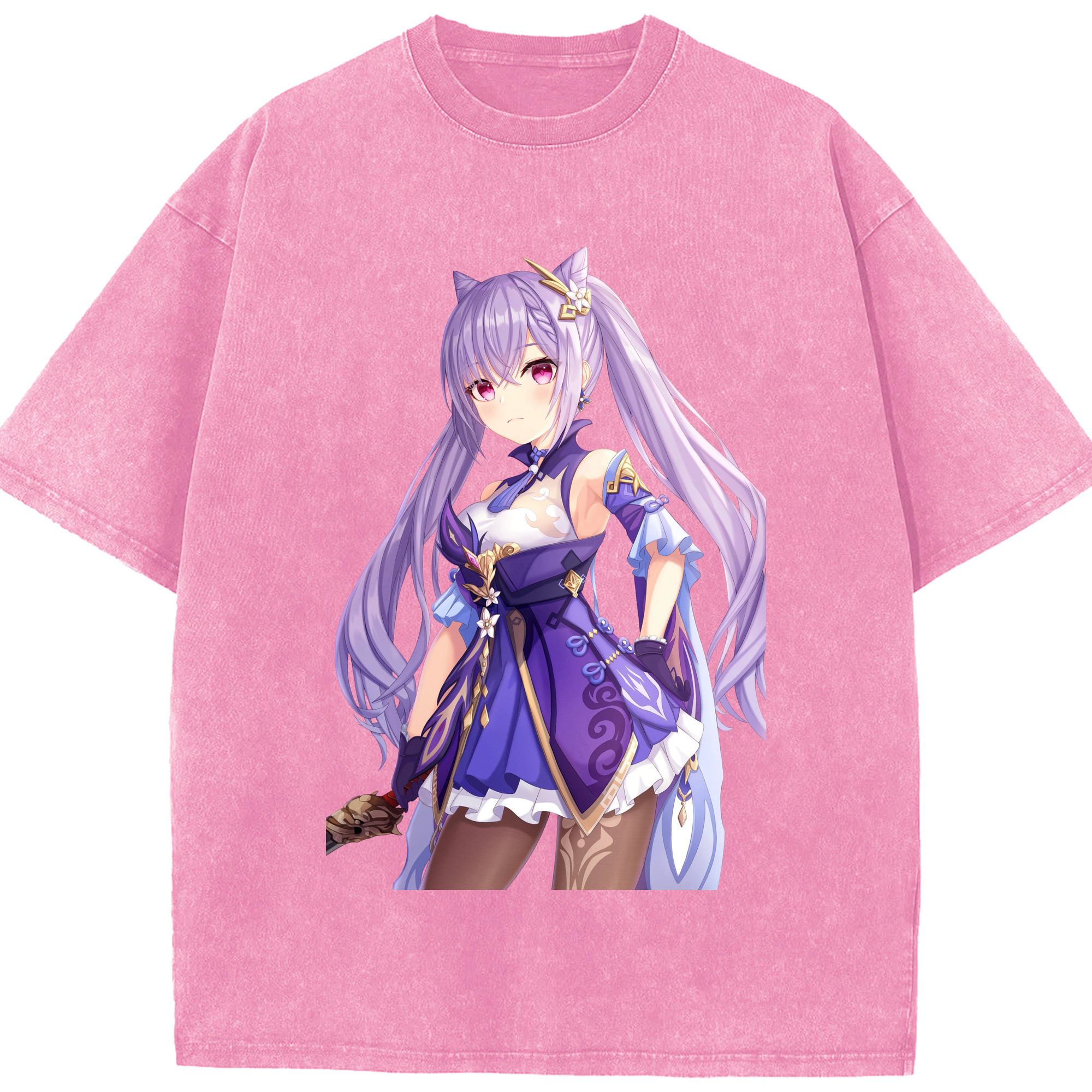 げんし神 刻晴 こくせい genshin Kokusei 綿100% ヴィンテージ風 半袖Tシャツ（フロントプリント）